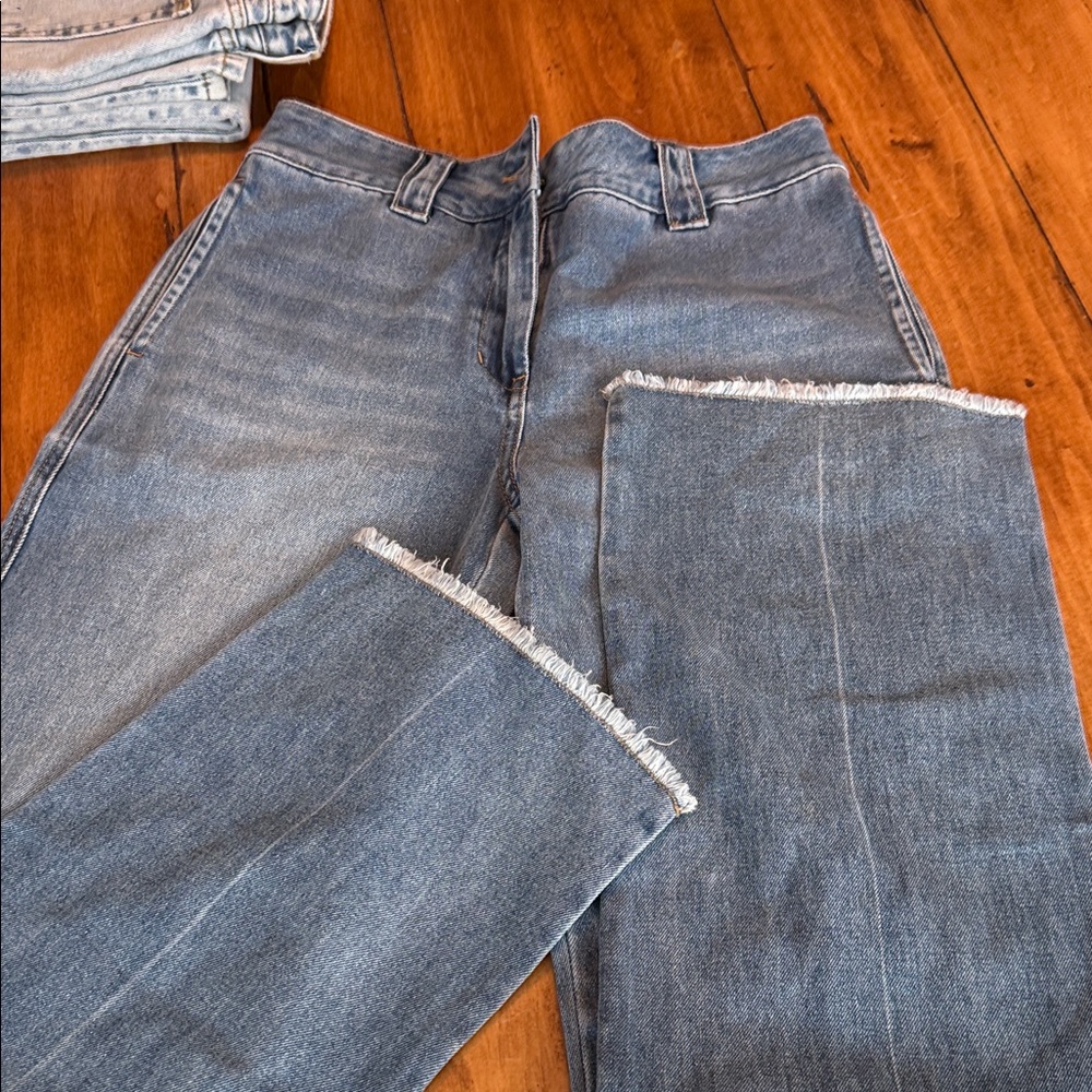 Classic SaintArt Blue Frayed Hem Women Jeans small